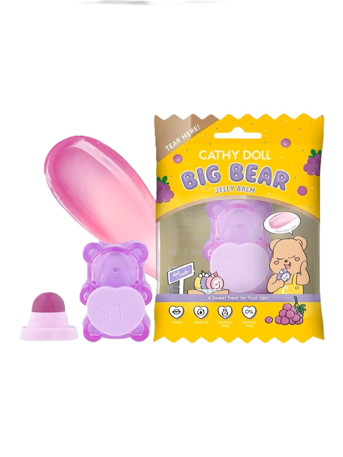 CATHY DOLL BIG BEAR JELLY BALM GRAPE ROLL CAKE 5G