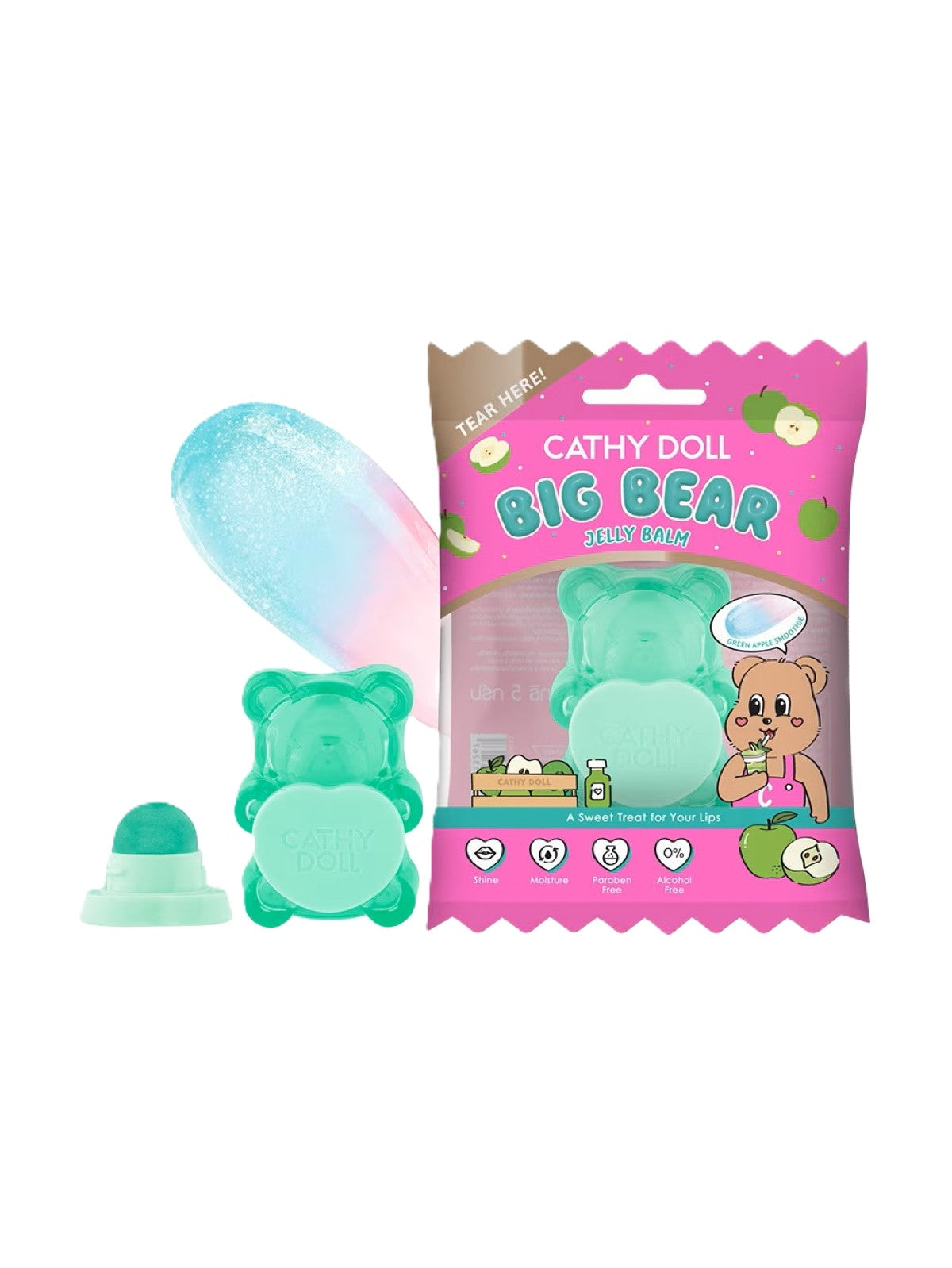 CATHY DOLL BIG BEAR JELLY BALM GREEN APPLE SMOOTHIE 5G