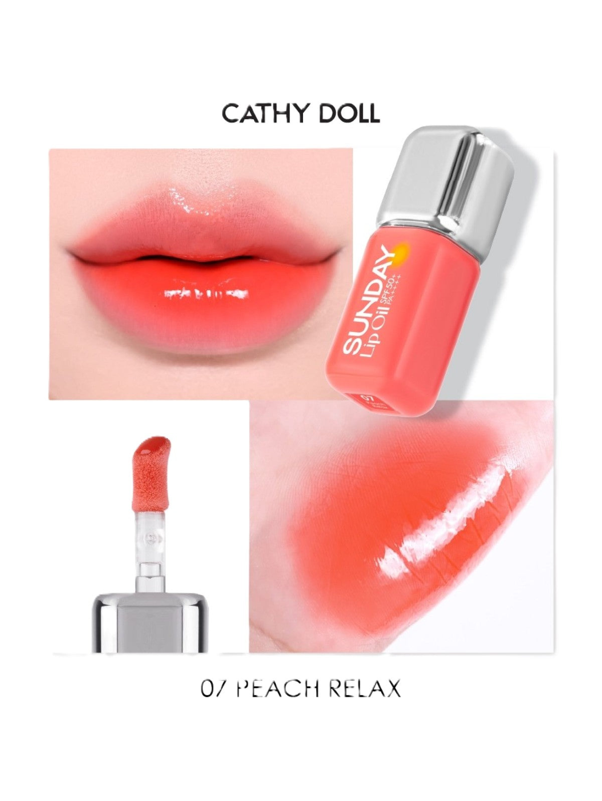 CATHY DOLL SUNDAY LIP OIL SPF50+ PA++++ 07 PEACH RELAX 3.5G