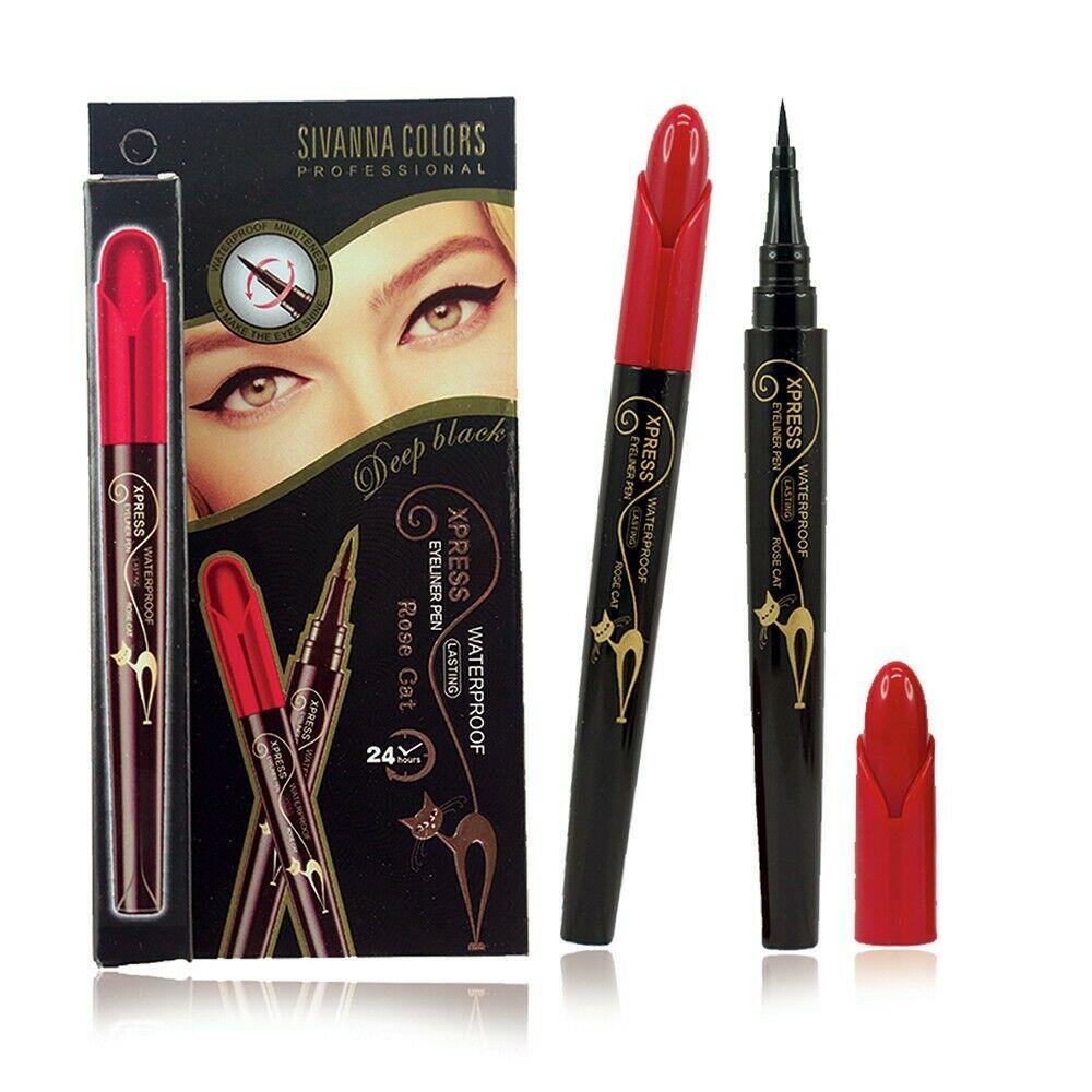 SIVANNA COLORS PROFESSIONAL DEEP BLACK WATERPROOF LASTING XPRESS EYELINER PEN ROSE CAT 2G Main image