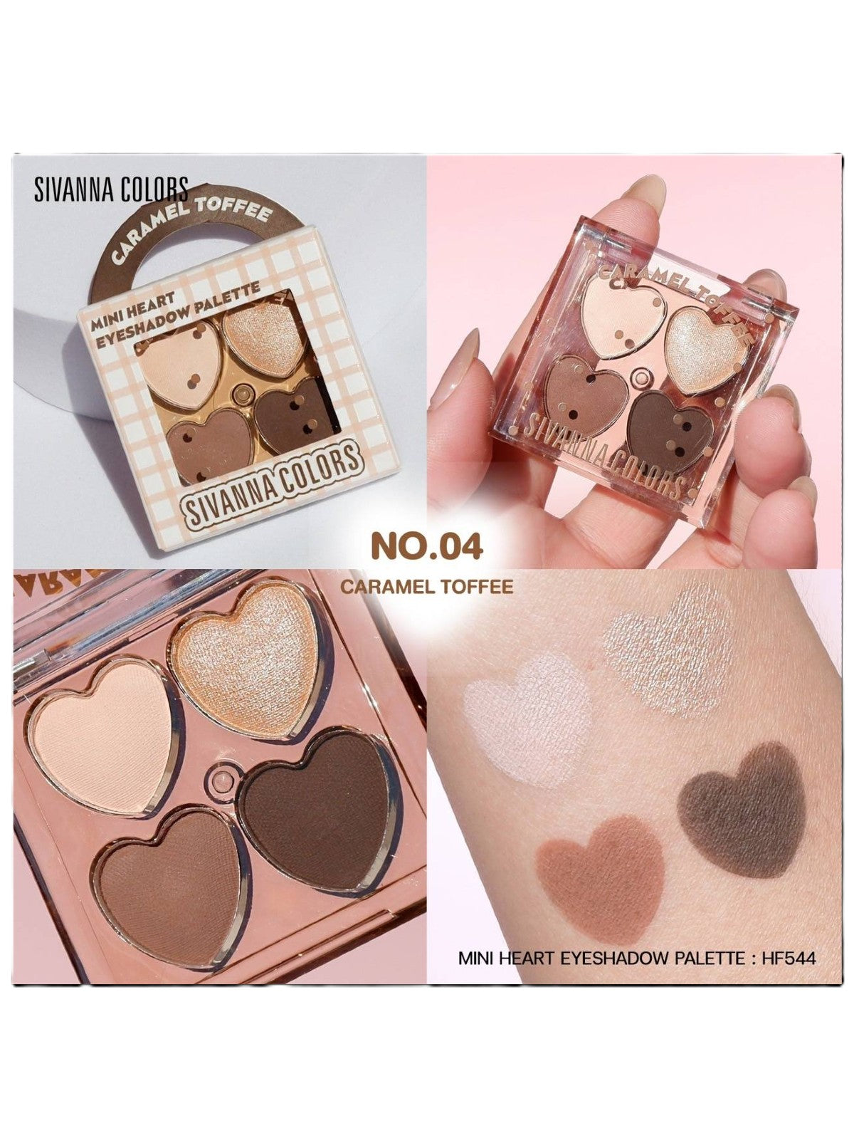 SIVANNA COLORS MINI HEART EYESHADOW PALETTE NO.04 CARAMEL TOFFEE 3.2G
