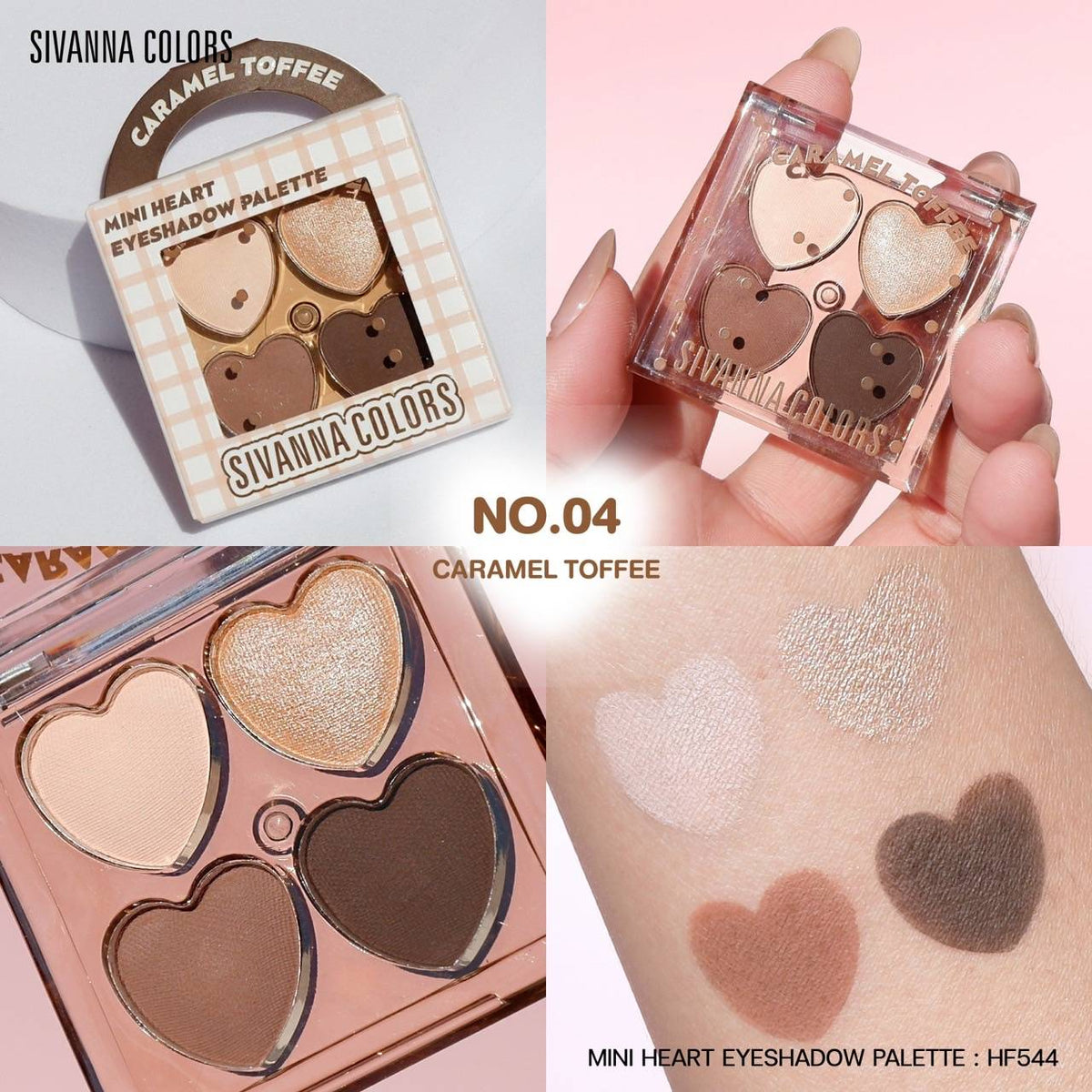 SIVANNA COLORS MINI HEART EYESHADOW PALETTE NO.04 CARAMEL TOFFEE 3.2G
