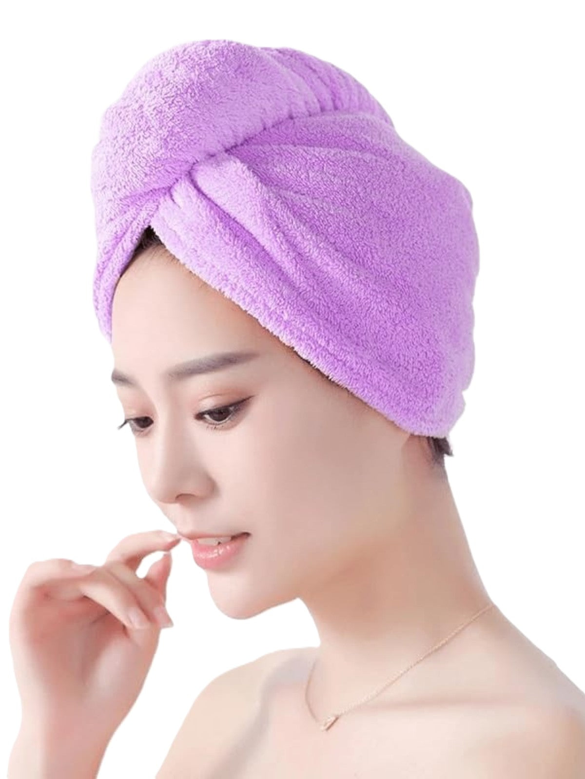CUTE RABBIT PURPLE MICROFIBER HAIR TOWEL FOR QUICK DRYING Main image