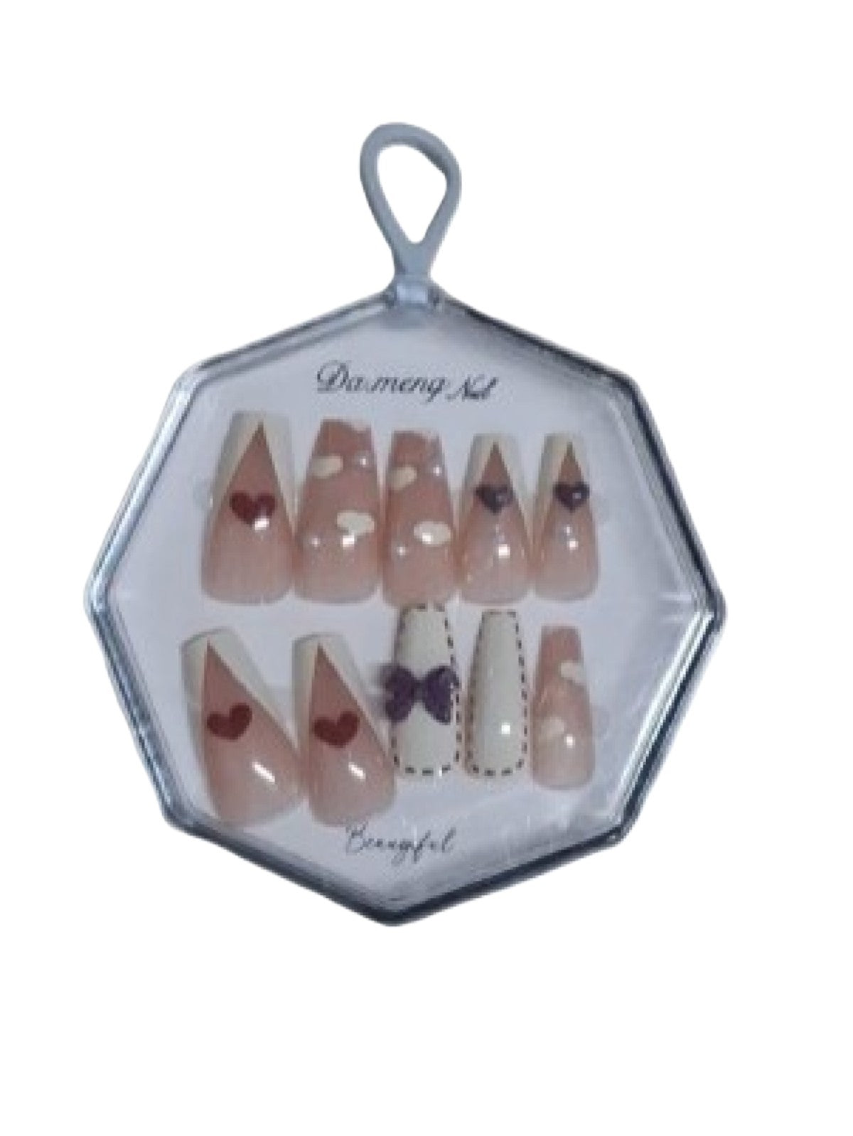 DA.MENG FAKE NAILS RIBBON HEART 12 PCS Main image