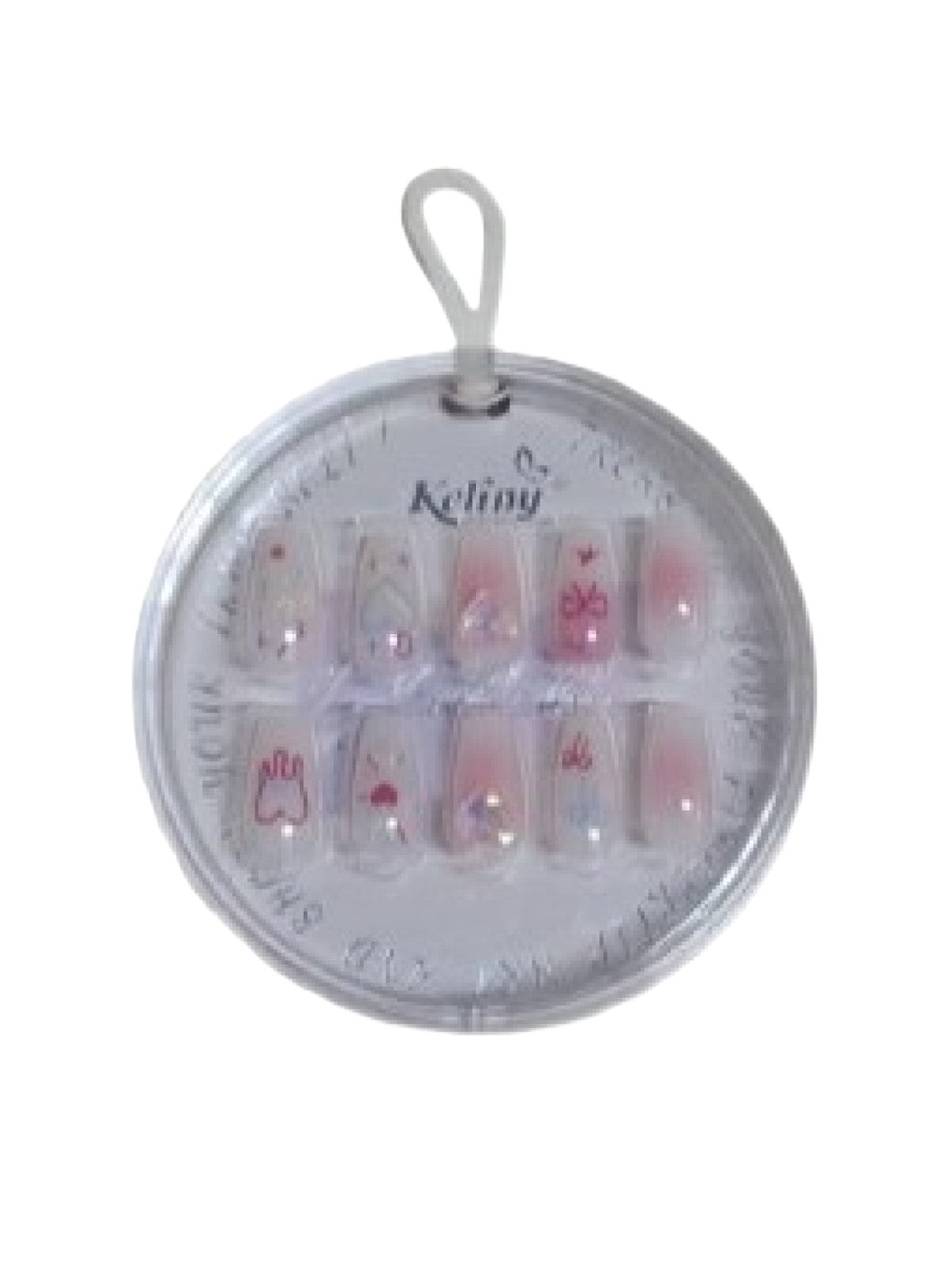 KELINY FAKE NAILS HEART AND PETAL SPARKLE 12PCS Main image