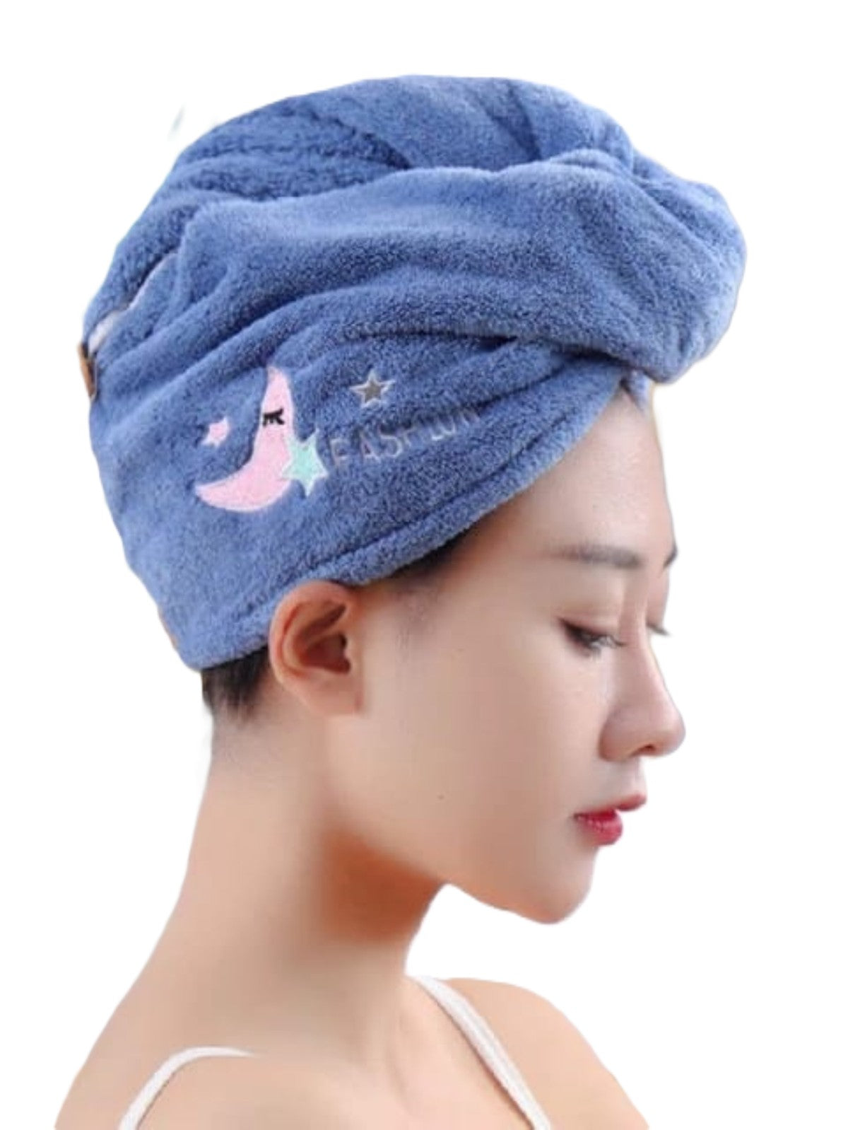 LUNA BLUE MICROFIBER HAIR TOWEL FOR QUICK DRYING Main image