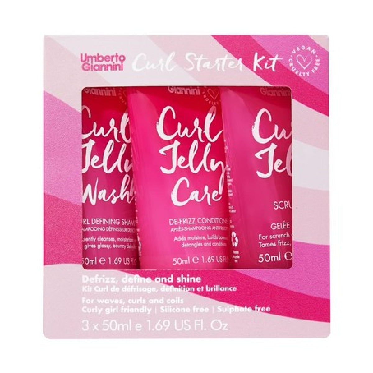 UMBERTO GIANNINI CURL STARTER KIT DE-FRIZZ, DEFINE AND SHINE KIT CURL 3x 50ML
